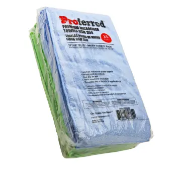 16" x 16" Premium Microfiber Towels, GSM 350, Blue-Green Variety Pack, USA