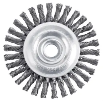4" Stringer Bead Wheel Carbon Steel Wire Brush (.02 Wire &amp; 5/8"-11 Spindle)