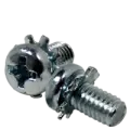M4-0.70 x 8 MM Metric Machine Screws, Phillips Pan Head, SEMS (with Square Cone Washers), Coarse, Steel, Zinc Cr+3