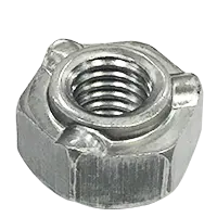 1/4-20 Hex Weld Nuts, Coarse, 3 Projections, Stainless Steel 18-8