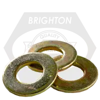 Medium Carbon Through Hardened Steel Flat Washers (SAE), Yellow Zinc Cr+6 finish, 1/2", 1 1/16" OD, 17/32" ID