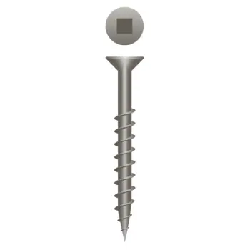 #8 x 3/4" Square Drive Flat Head Particle Board Screws, Steel, Plain and Lubed