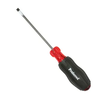 3/16" (Slotted) x 6" Proferred Acetate Cushion Grip Screwdrivers (Black Thermoplastic Vulcanizate (TPV) Handle), Taiwan
