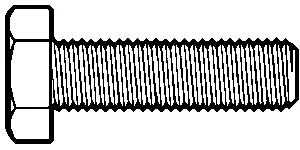 7/8-9 x 5" (FT) Hex Tap Bolts, Coarse, A-307 Grade A Low Carbon Steel, Zinc Cr+3