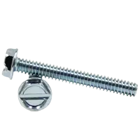 #10-24 x 3/8" (FT) Machine Screws, Slotted Indented Hex Washer Head, Coarse, Steel, Zinc Cr+3