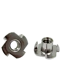#8-32 x 1/4" Tee Nuts (3 Prong & Barrel Length), Coarse, Stainless Steel 18-8