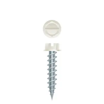 Slotted Indented Hex Washer Head, Zinc Plated finish, #8 x 3/4", SLT Hex Washer Head Painted White