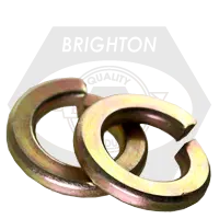 Through Hardened Alloy Medium (Standard) Split Lock Washers, Yellow Zinc Cr+6 finish, 1 1/4"