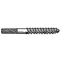3/16-24 x 2 1/2" Hanger Bolts, Coarse, Steel, Zinc Cr+3