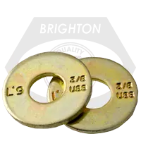 1/2" Flat Washers (USS), Through Hardened Steel, Yellow Zinc Cr+6, USA
