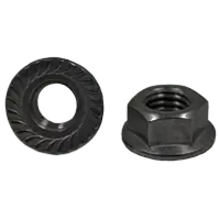 6-32 Hex Flange Nuts (Serrated), Coarse, Case Hardened Steel, Zinc Cr+3