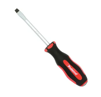 1/4" (Slotted) x 4" Proferred Go-Thru Screwdriver (Red Polypropylene (PP) & Black Thermoplastic Vulcanizate (TPV) Handle), Taiwan