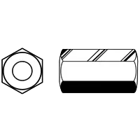 1/2-13 x 11/16" x 1 3/4" Hex Coupling Nuts, Coarse, A-563 Grade A Steel, Plain