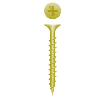 Phillips Bugle Head Outdoor Screws, Yellow Zinc Plated finish, #6 x 2 1/4"