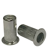 3/8-16 (.027"-.150") Large Flange Knurled Body Rivet Nuts, Coarse, Aluminum