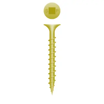 #8 x 2 1/2" Strong-Point&reg; Square Drive Bugle Head Outdoor Screws, Steel, Yellow Zinc Plated