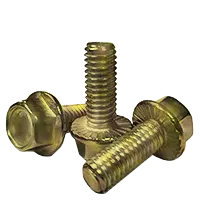 M6-1.00 x 12 MM (FT) Metric Hex Flange Bolts (Serrated), Coarse, DIN 6921, Grade 8.8, Yellow Zinc Cr+6