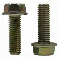 Grade 10.9 (DIN 6921) Metric Flange Bolts (Non-Serrated), Zinc-Yellow Bake finish, M6-1.00 x 30 MM (PT), Coarse thread