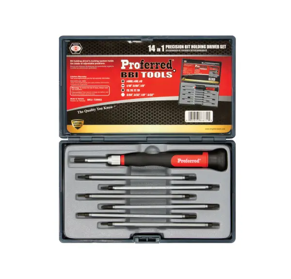 14 Pieces In 1 Proferred&reg; Interchangeable Precision Bit Screwdriver Sets, Taiwan