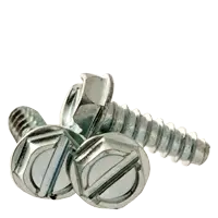 Steel Slotted Indented Hex Washer Head, Zinc Cr+3 finish, #8-18 x 1" (FT), Coarse thread