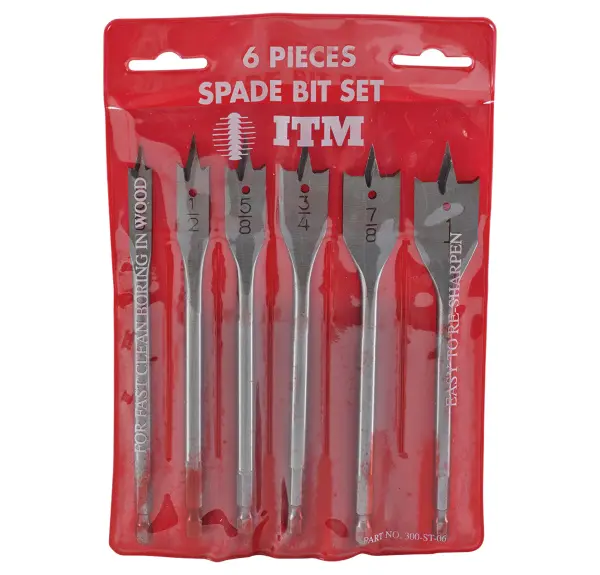 6 Piece Spade Bit Set, Steel, USA