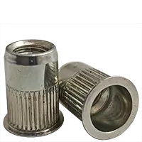 M4 (.020"-.080") Small Flange Knurled Body Rivet Nuts, Coarse, Steel, Yellow Zinc Cr+3