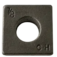 1 1/2" Square Beveled Malleable Iron Washers, Cast Iron, Plain