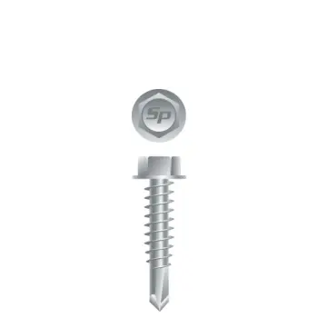 #12-14 x 1" Unslotted Indented Hex Washer Head Self-Drilling Screws, Steel, Strong Shield Coated