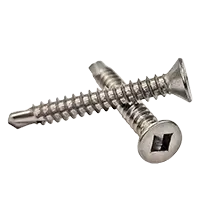 #8-18 x 1 1/2" (FT) Square Drive Flat Head Self Drilling Screws (#2 Point BSD), Hardened Stainless Steel 410