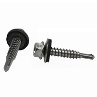 #10-16 x 3/4" (FT) Indented Hex Washer Head (with Bonded Neoprene Washer) Self Drilling Screws (#3 Point BSD), Hardened Stainless Steel 410